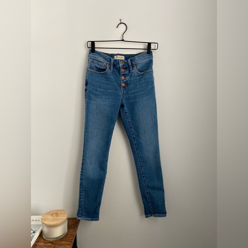 Madewell 9” Mid Rise Skinny Crop Medium Wash Jeans sz 25